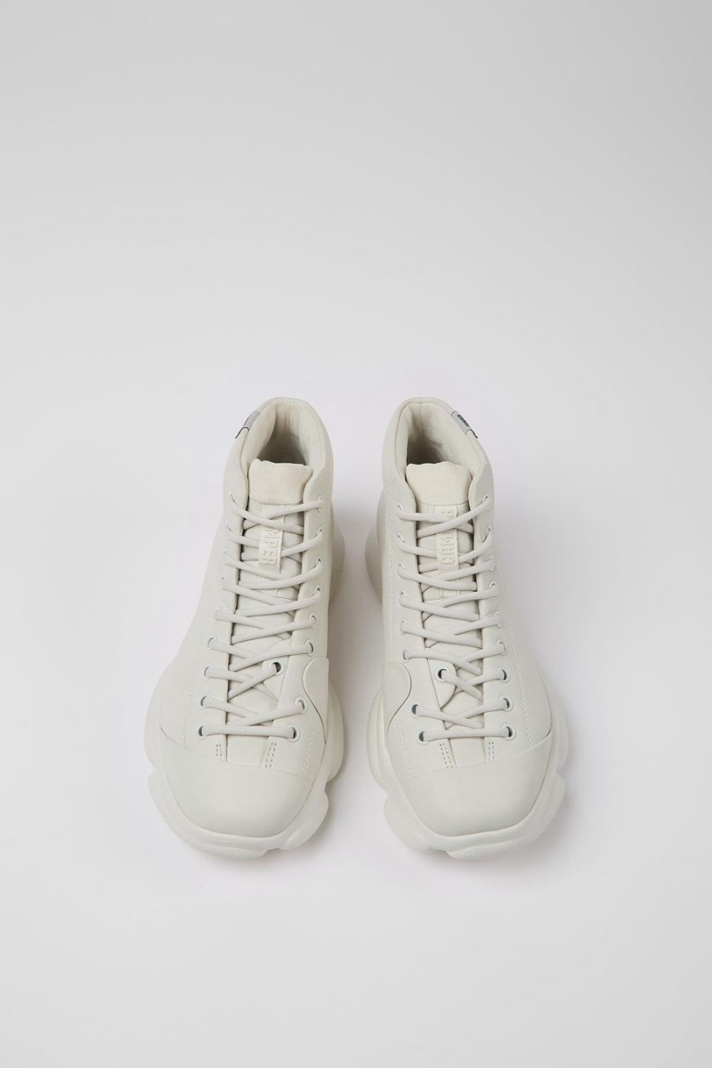 White Women's Camper Karst Nondyed Leather Sneakers | 0123684-NJ