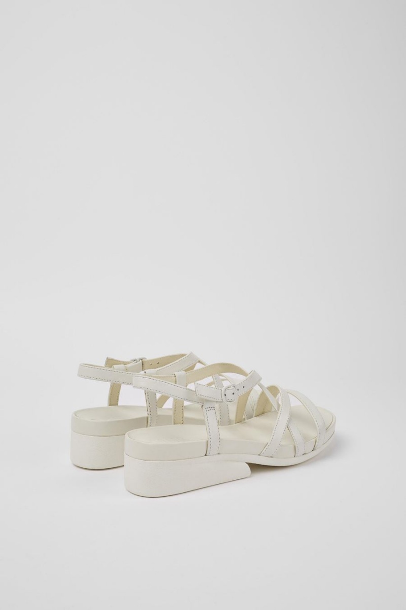 White Women's Camper Minikaah Leather Sandals | 4712860-PK