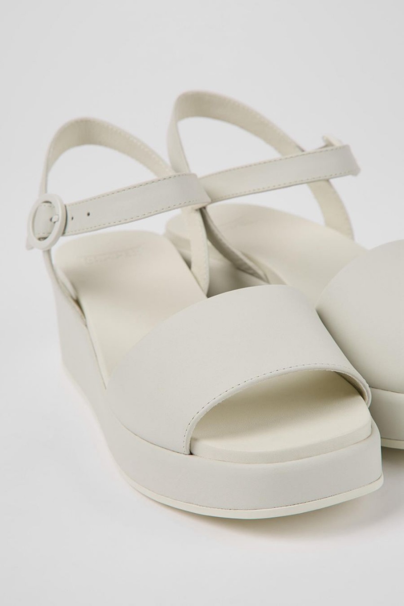 White Women's Camper Misia Leather Sandals | 6295831-PT