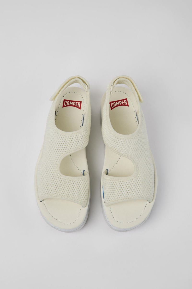 White Women's Camper Oruga Up Textile Sandals | 6827459-OK