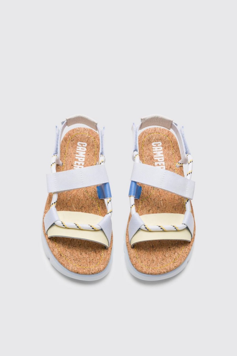 White Women's Camper Oruga Velcro Sandals | 7823051-EB