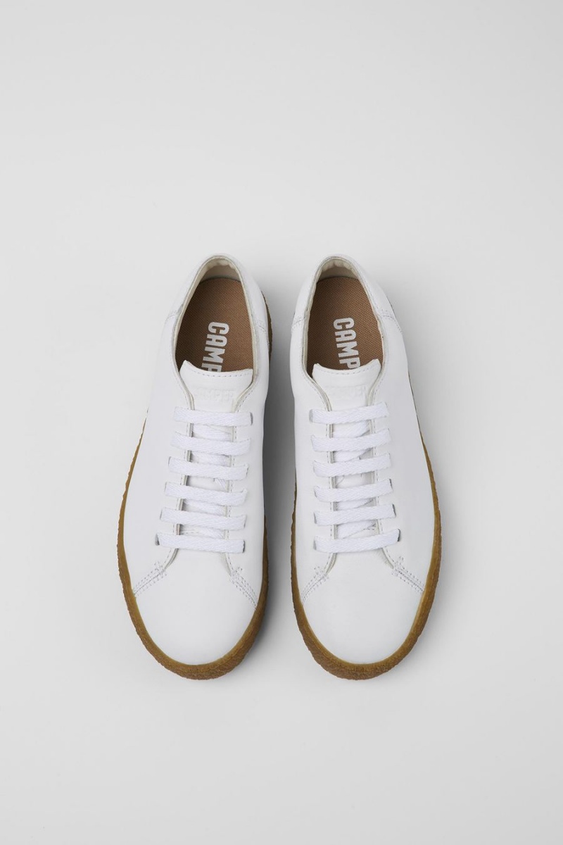 White Women's Camper Peu Terreno Leather Sneakers | 4723958-SV