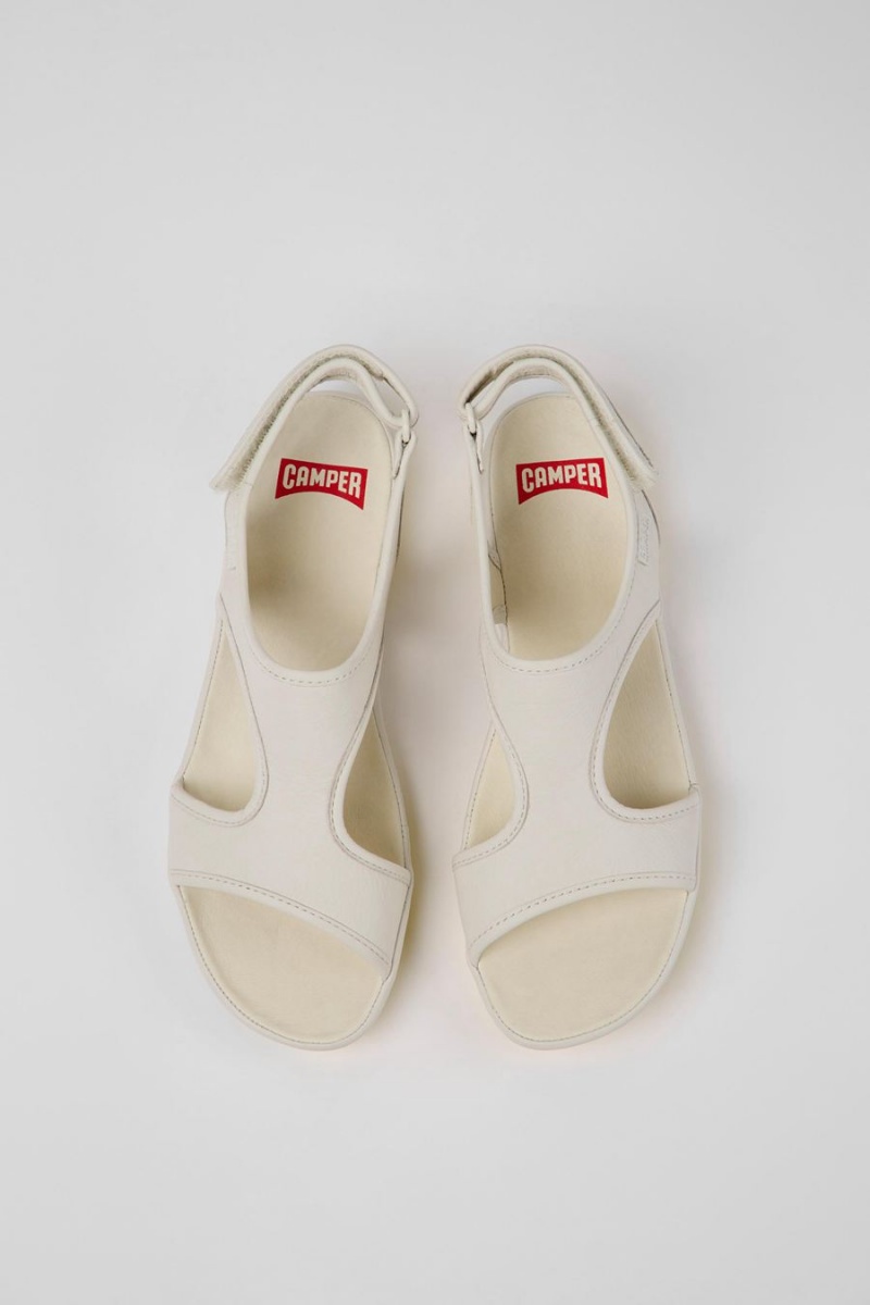 White Women's Camper Right Leather Sandals | 5679410-JI