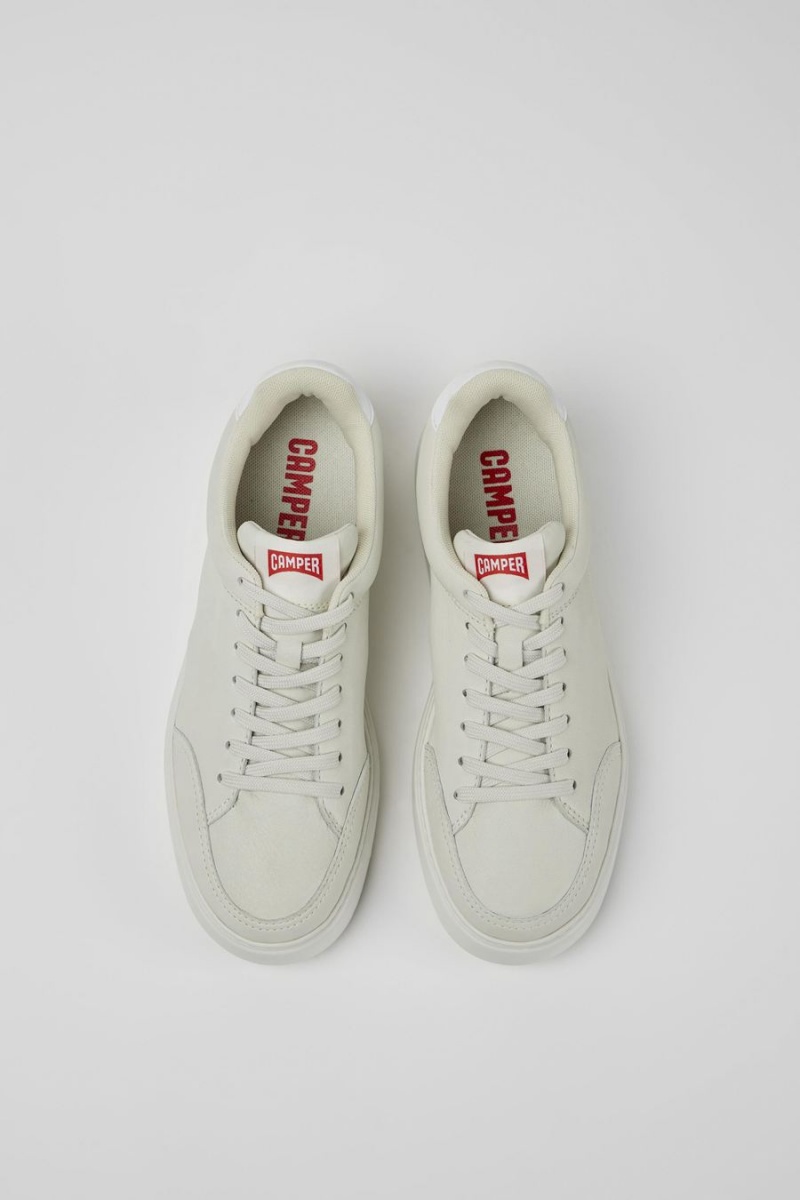 White Women's Camper Runner K21 Nondyed Leather Sneakers | 5146089-RX