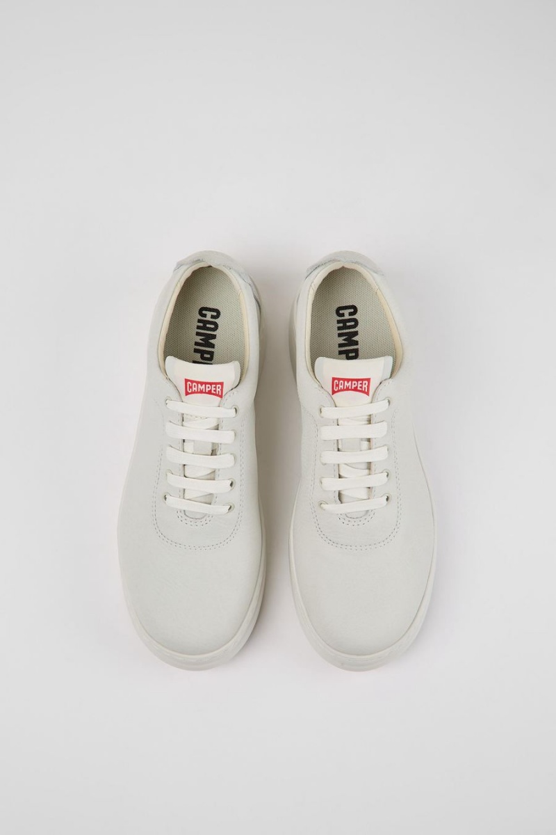 White Women's Camper Runner Up Nondyed Leather Sneakers | 3920457-RO