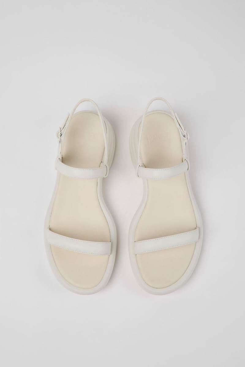 White Women's Camper Spiro Leather Sandals | 4605279-KZ