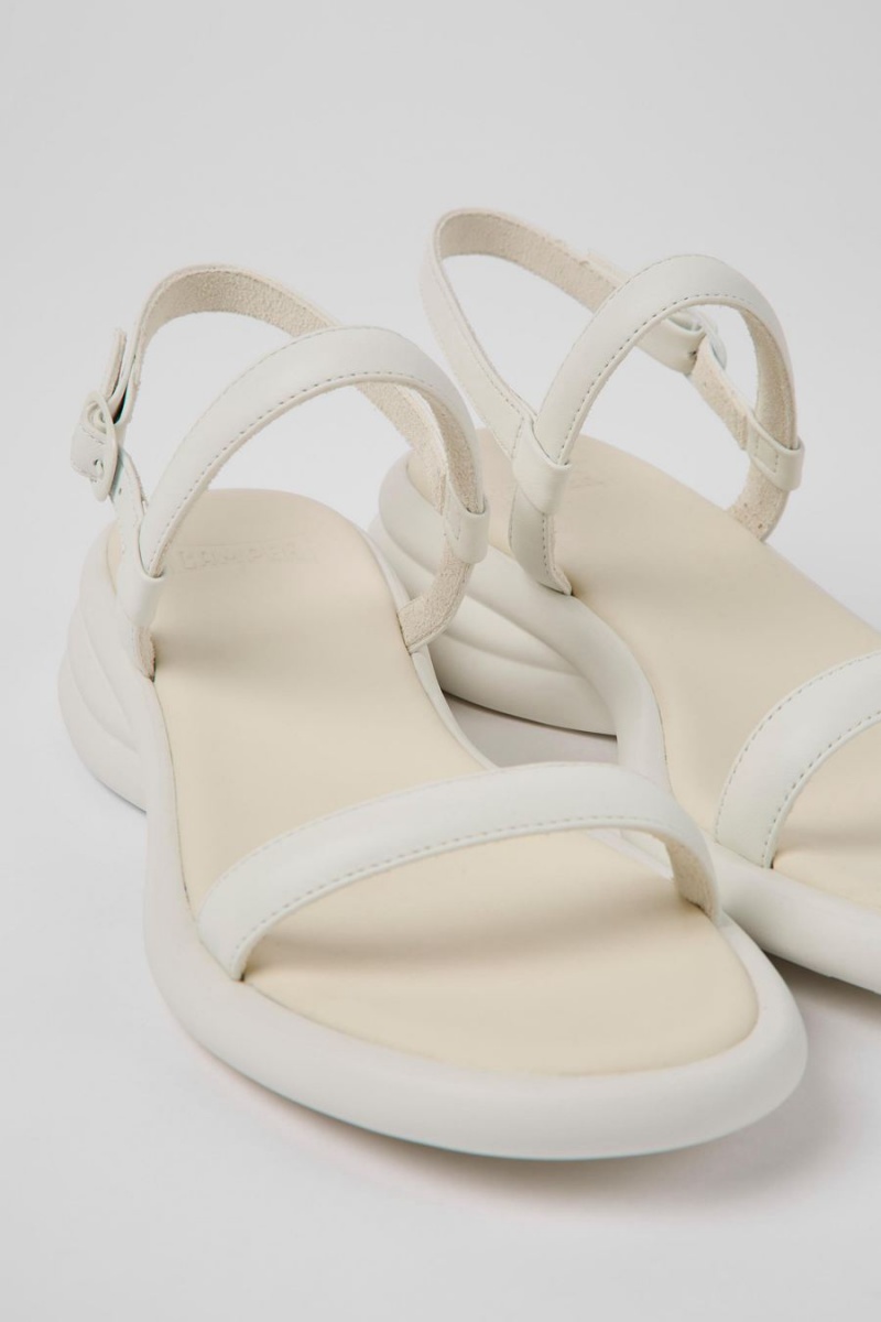 White Women's Camper Spiro Leather Sandals | 4605279-KZ