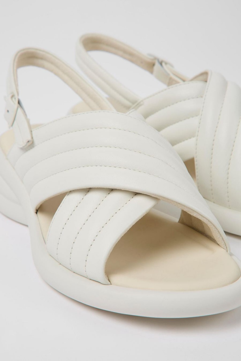 White Women's Camper Spiro Leather Sandals | 2781635-KY