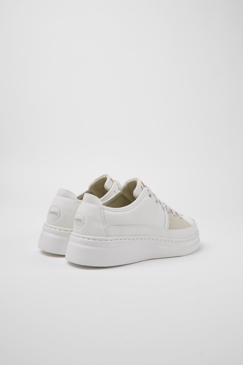 White Women's Camper Twins Recycled Leather Sneakers | 2815739-SL