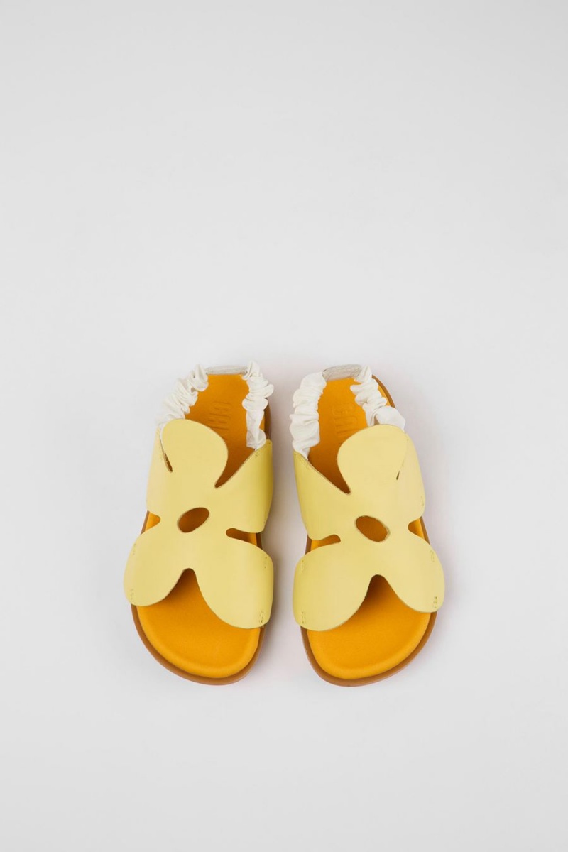 Yellow Girls' Camper Brutus Leather Sandals | 5042167-OQ