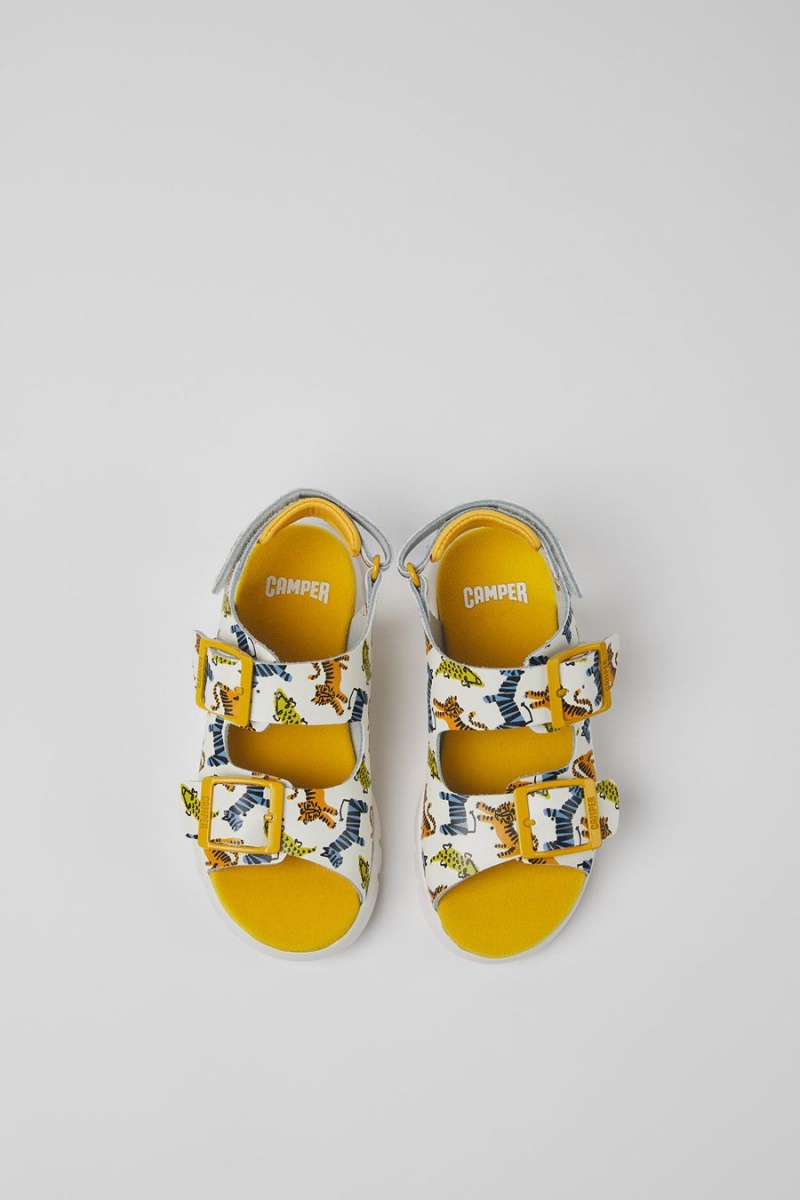 Yellow Girls' Camper Oruga Leather Sandals | 1864309-TL