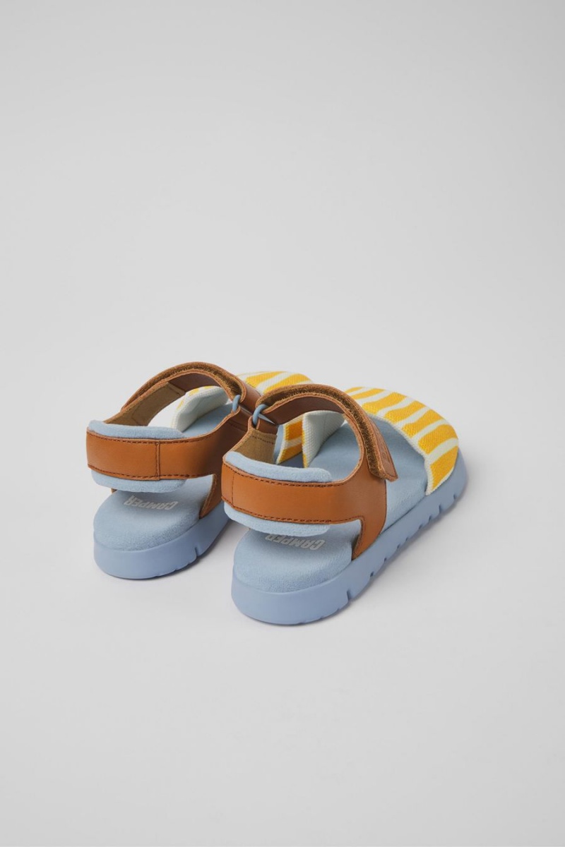 Yellow Girls' Camper Oruga Textile Leather Sandals | 1069758-RK