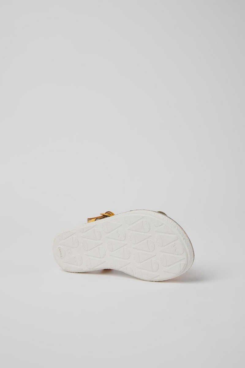 Yellow Girls' Camper Twins Leather Sandals | 2683915-AF