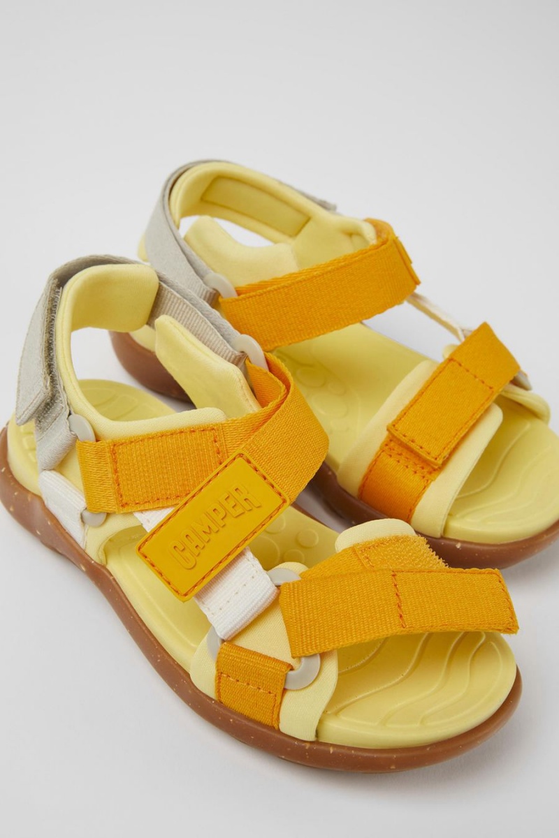 Yellow Girls' Camper Wous Textile Sandals | 3184765-IQ