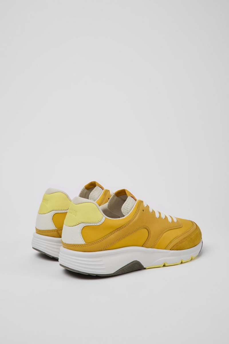 Yellow Men's Camper Drift Textile Leather Sneakers | 4209637-BL