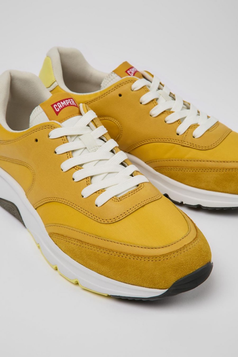 Yellow Men's Camper Drift Textile Leather Sneakers | 4209637-BL