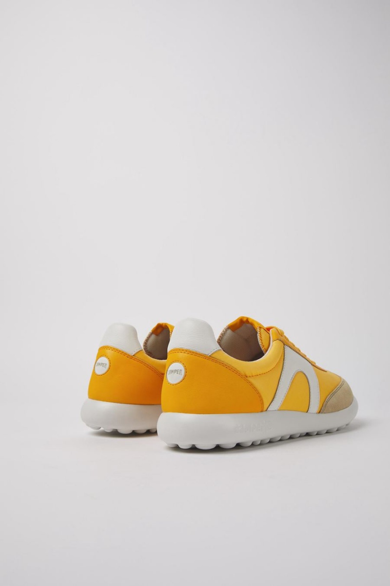 Yellow Men's Camper Pelotas Xlite Textile Leather Sneakers | 8047936-KV