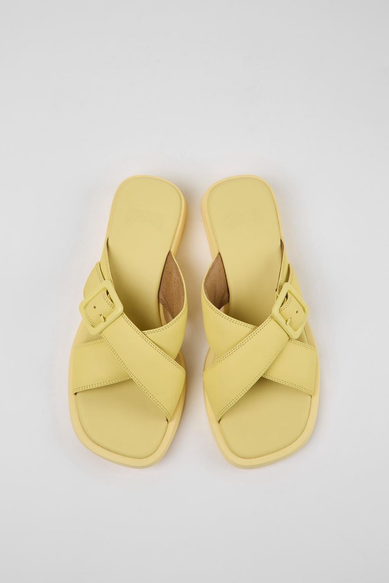 Yellow Women's Camper Dana Leather Sandals | 2037549-ZJ