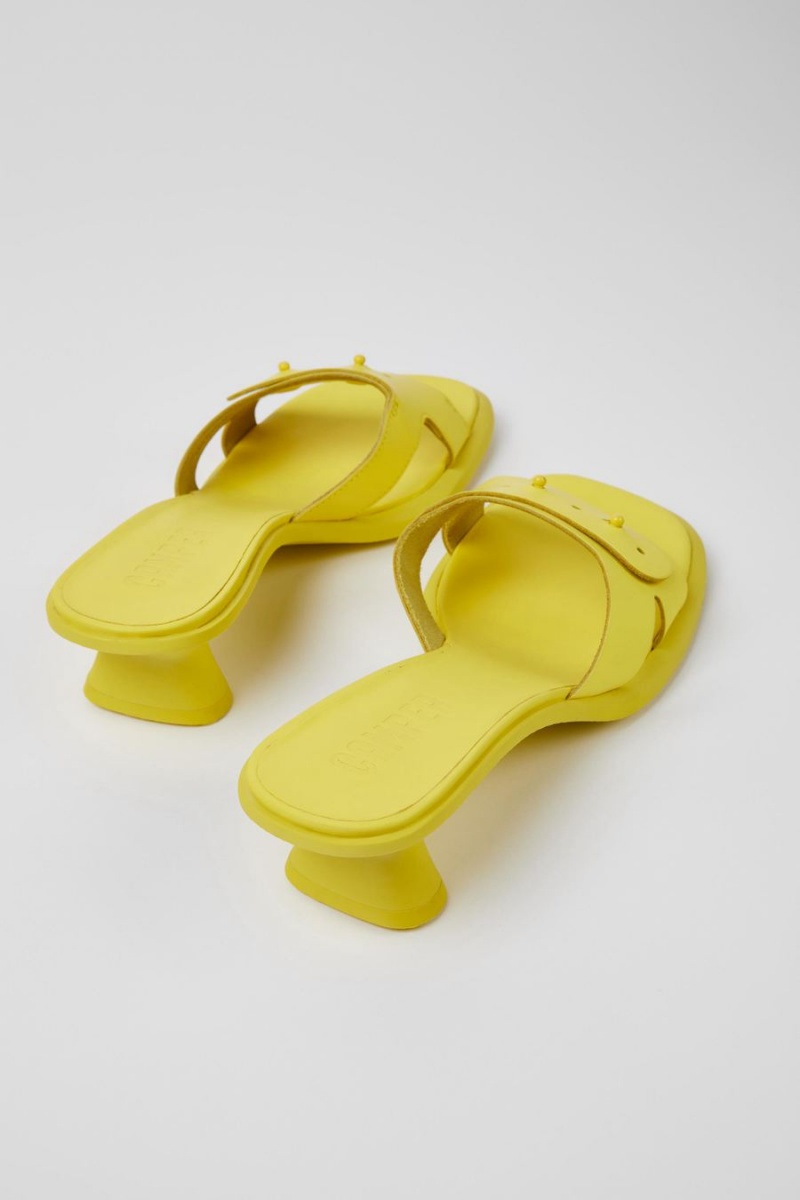 Yellow Women's Camper Dina Leather Sandals | 5418679-CD