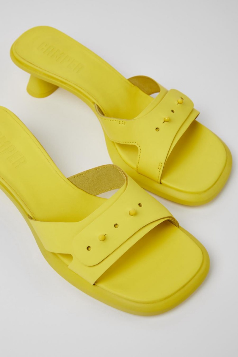 Yellow Women's Camper Dina Leather Sandals | 5418679-CD