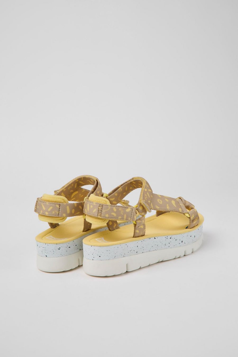 Yellow Women's Camper Oruga Up Textile Sandals | 5427396-XK