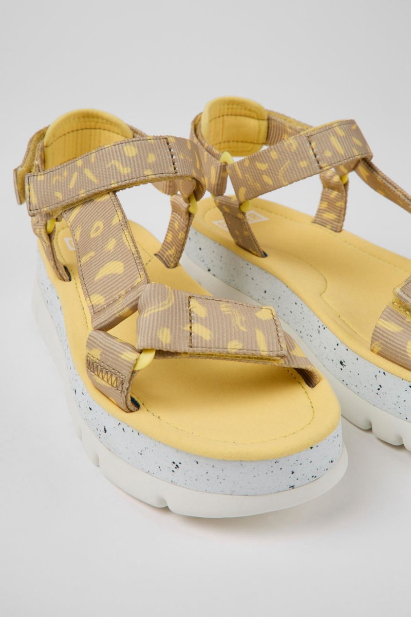 Yellow Women's Camper Oruga Up Textile Sandals | 5427396-XK