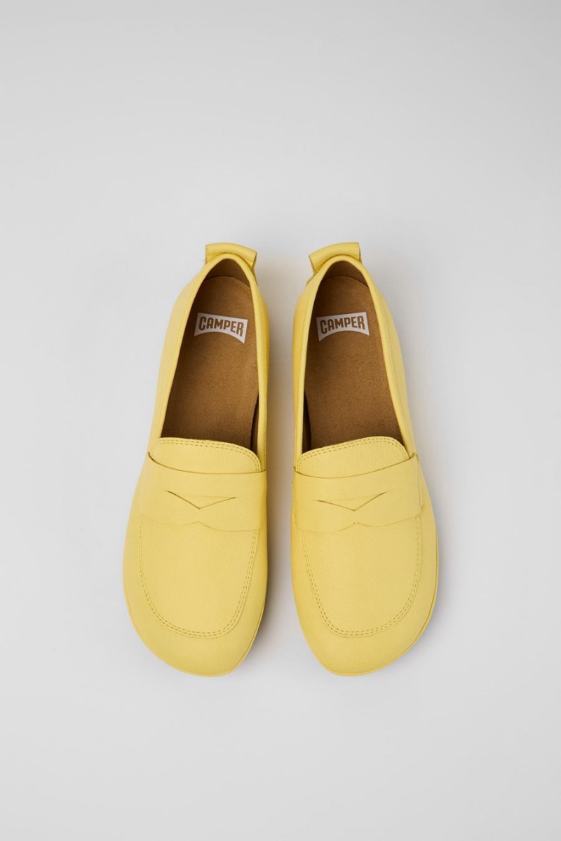 Yellow Women's Camper Right Leather Ballerina | 2316945-LS