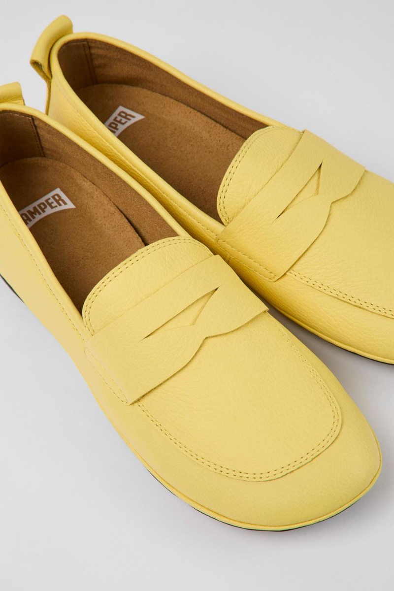 Yellow Women's Camper Right Leather Ballerina | 2316945-LS