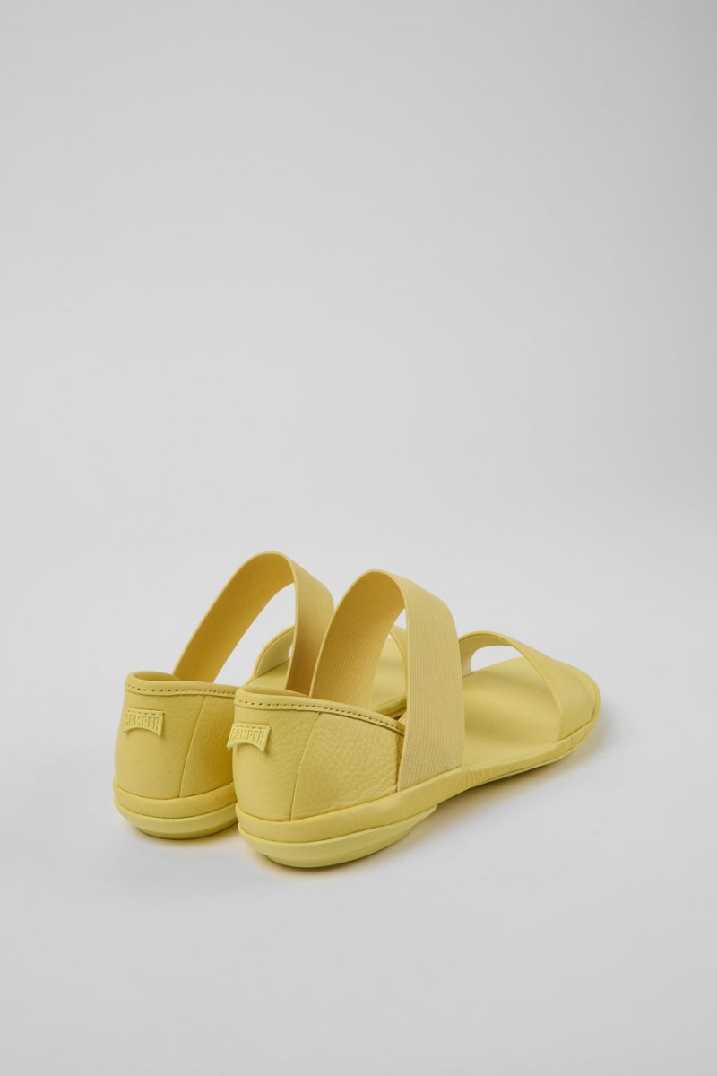 Yellow Women's Camper Right Leather Sandals | 2684715-FN