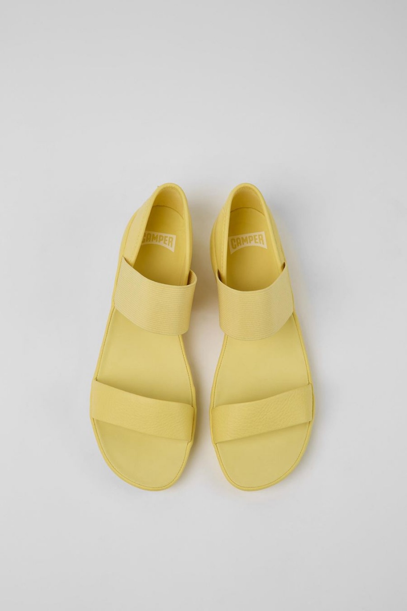 Yellow Women's Camper Right Leather Sandals | 2684715-FN