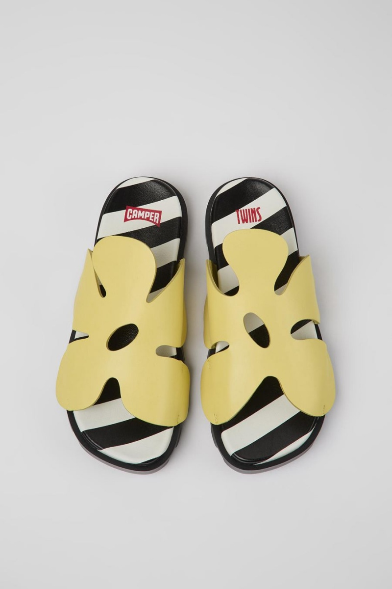 Yellow Women's Camper Twins Leather Sandals | 9120634-PL